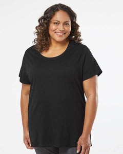 Ladies Curvy - Crew Neck -- Fine Jersey T-shirt --  Blended Black Color