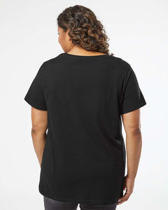 Ladies Curvy - Crew Neck -- Fine Jersey T-shirt --  Blended Black Color