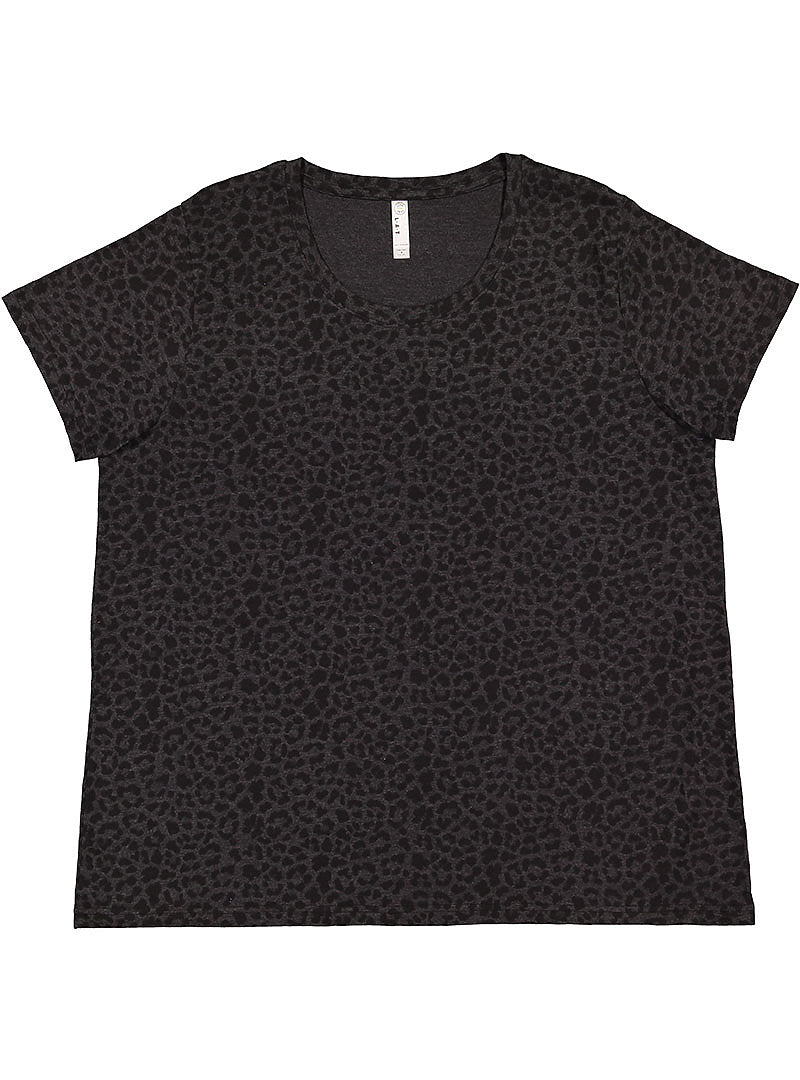 Ladies Curvy - Crew Neck -- Fine Jersey T-shirt --  Black Leopard Color