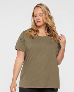 Ladies Curvy - Crew Neck -- Fine Jersey T-shirt --  Vintage Military Green Color