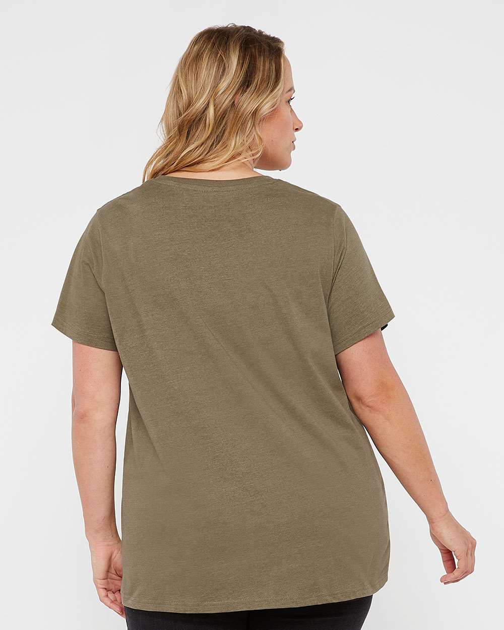Ladies Curvy - Crew Neck -- Fine Jersey T-shirt --  Vintage Military Green Color