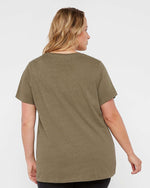 Load image into Gallery viewer, Ladies Curvy - Crew Neck -- Fine Jersey T-shirt --  Vintage Military Green Color
