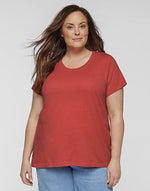Load image into Gallery viewer, Ladies Curvy - Crew Neck -- Fine Jersey T-shirt --  Vintage Red Color
