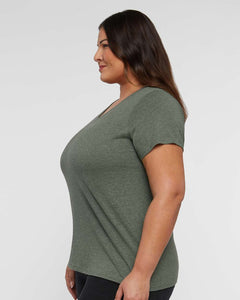 Ladies Curvy (V-Neck) -- Fine Jersey T-shirt --  Bamboo Color