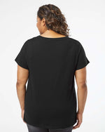 Load image into Gallery viewer, Ladies Curvy (V-Neck) -- Fine Jersey T-shirt --  Blended Black Color
