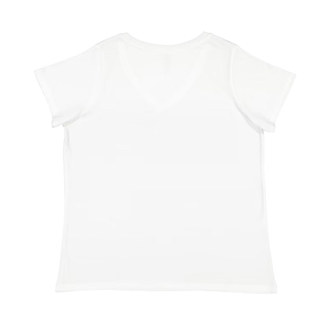 Ladies Curvy (V-Neck) -- Fine Jersey T-shirt --  Blended White Color