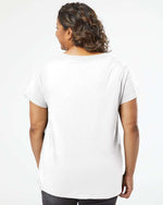 Load image into Gallery viewer, Ladies Curvy (V-Neck) -- Fine Jersey T-shirt --  Blended White Color
