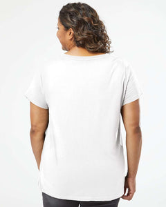 Ladies Curvy (V-Neck) -- Fine Jersey T-shirt --  Blended White Color