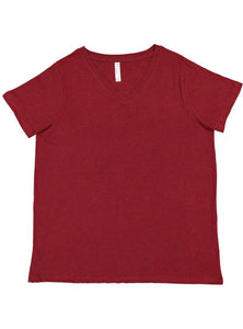 Ladies Curvy (V-Neck) -- Fine Jersey T-shirt --  Cardinal Color
