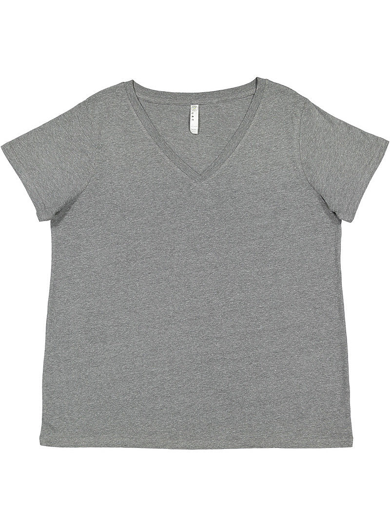 Ladies Curvy (V-Neck) -- Fine Jersey T-shirt --  Granite Heather Color