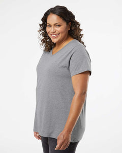 Ladies Curvy (V-Neck) -- Fine Jersey T-shirt --  Granite Heather Color