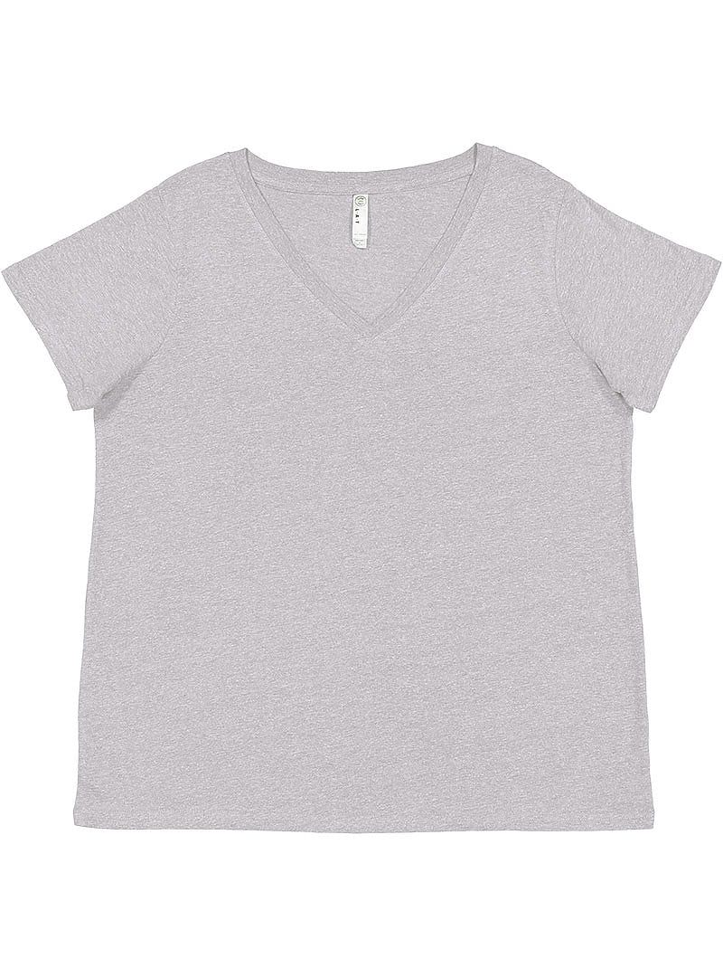 Ladies Curvy (V-Neck) -- Fine Jersey T-shirt --  Heather Color