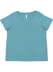 Ladies Curvy (V-Neck) -- Fine Jersey T-shirt --  Surf Color
