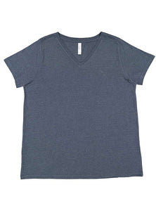Ladies Curvy (V-Neck) -- Fine Jersey T-shirt --  Vintage Denim Color