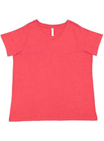 Load image into Gallery viewer, Ladies Curvy (V-Neck) -- Fine Jersey T-shirt --  Vintage Red Color

