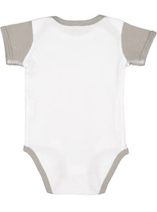 Short Sleeve -- Baby Onesie / Bodysuit -- 100% Cotton -- White / Titanium