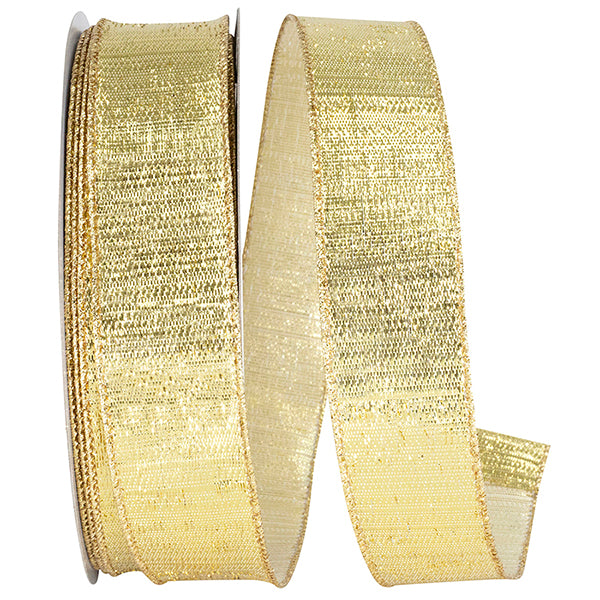 Outdoor Ribbon -- Gold Color -- Metallic Reflection Value Wire Edge -- Various Sizes