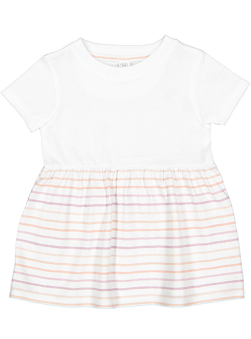 Infant Cotton Fine Jersey Dress ---(Sizes: 6M - 24M) --- White / Lilac Stripe