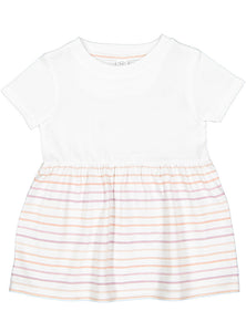 Infant Cotton Fine Jersey Dress ---(Sizes: 6M - 24M) --- White / Lilac Stripe