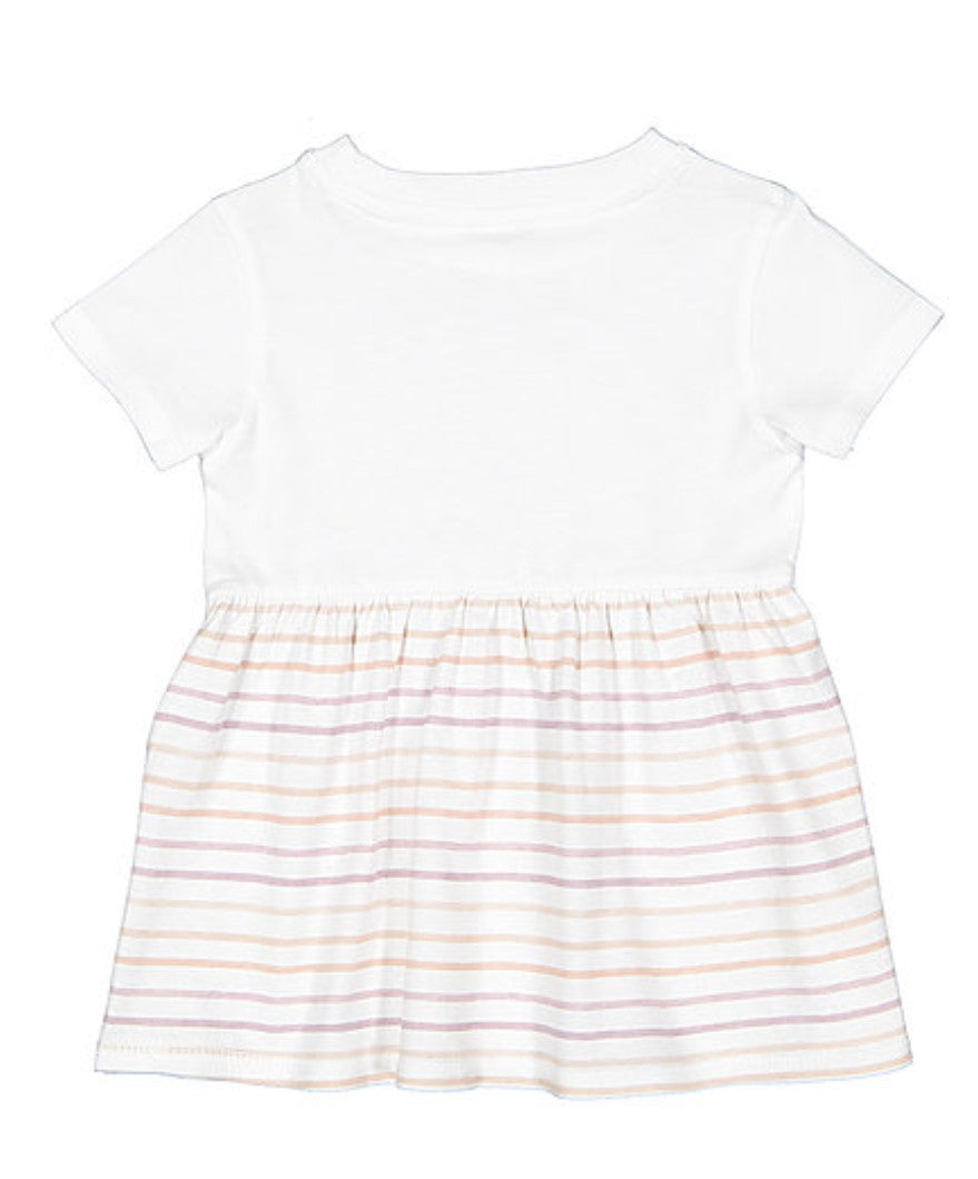 Infant Cotton Fine Jersey Dress ---(Sizes: 6M - 24M) --- White / Lilac Stripe