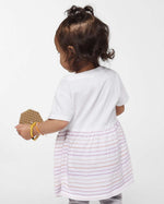 Load image into Gallery viewer, Infant Cotton Fine Jersey Dress ---(Sizes: 6M - 24M) --- White / Lilac Stripe
