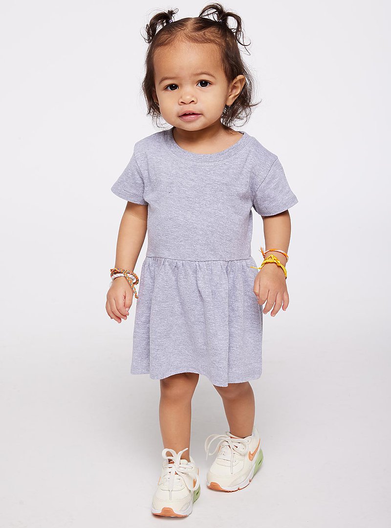 Infant Cotton Fine Jersey Dress ---(Sizes: 6M - 24M) --- Heather