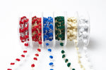 Load image into Gallery viewer, Mini Pom Pom Trim with Metallic Fringe, 10 yards Roll -- Width: 3/8&quot; (10mm), Various Colors

