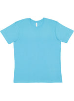 Load image into Gallery viewer, Aqua color blank youth cotton fine jersey crew neck T-shirt shown from the front on a white background.
