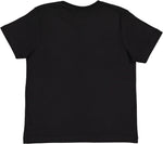 Load image into Gallery viewer, Black color blank youth cotton fine jersey crew neck T-shirt shown from the back on a white background.
