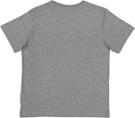 Load image into Gallery viewer, Granite Heather blank youth cotton fine jersey crew neck T-shirt shown from the back on a white background.
