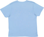 Load image into Gallery viewer, Light Blue blank youth cotton fine jersey crew neck T-shirt shown from the back on a white background.

