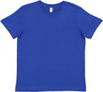 Load image into Gallery viewer, Royal blank youth cotton fine jersey crew neck T-shirt shown from the front on a white background.
