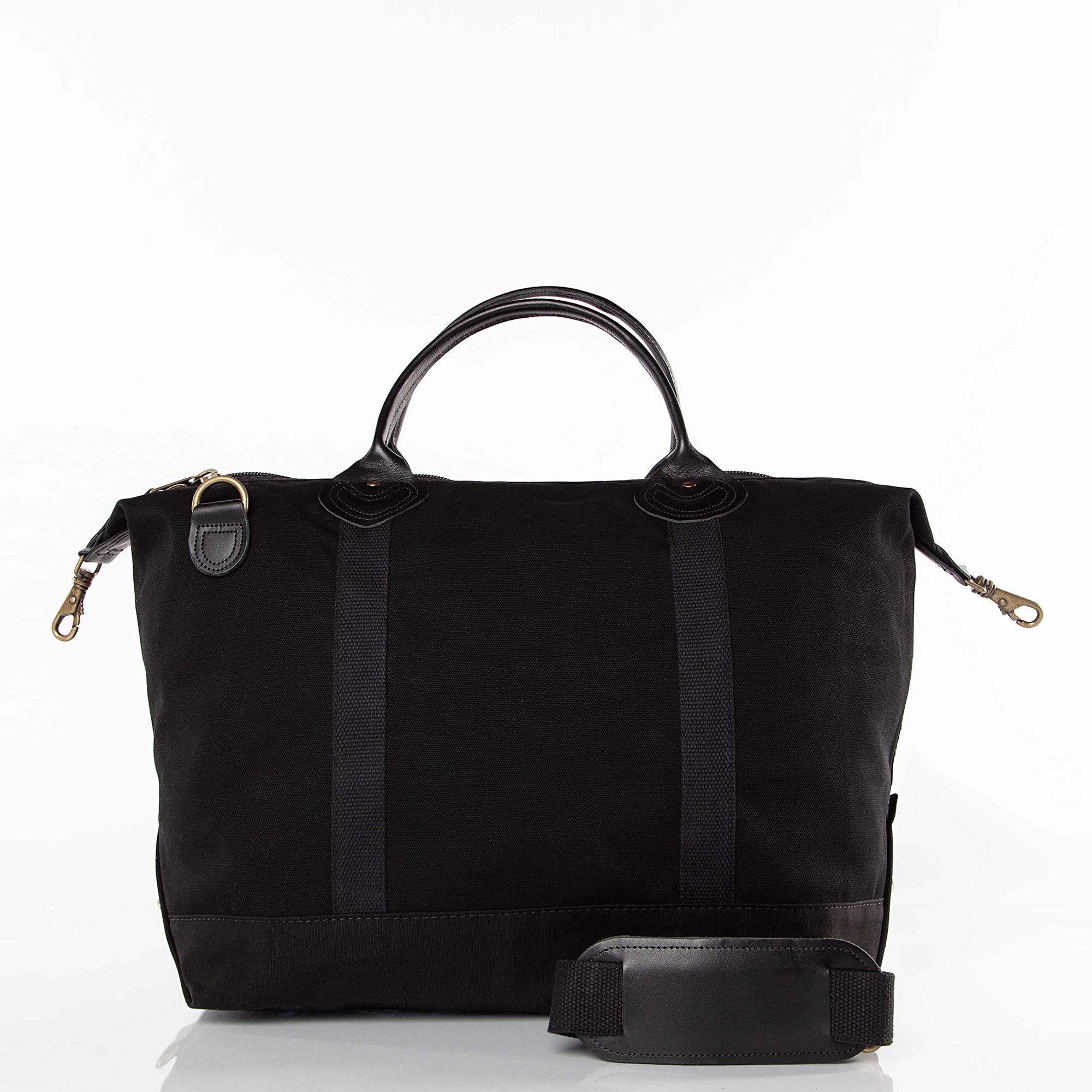 Weekender - Canvas & Leather Travel Bag -- Solid Black
