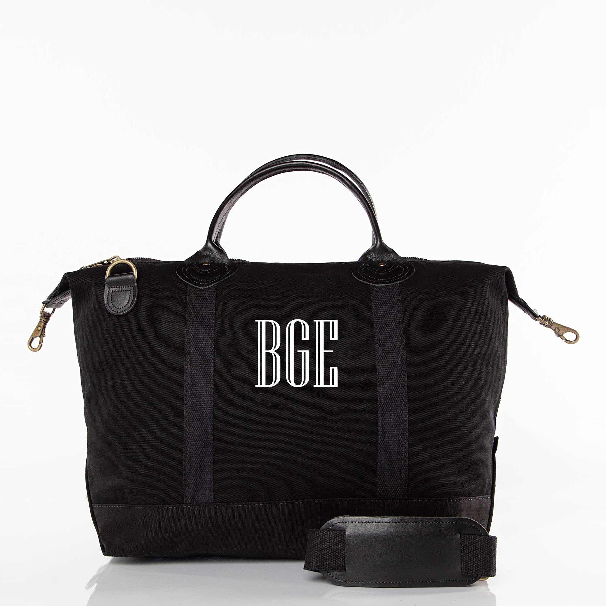 Weekender - Canvas & Leather Travel Bag -- Solid Black