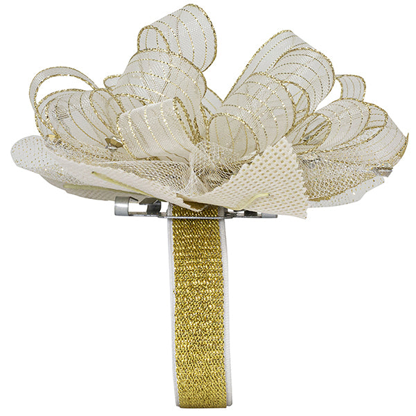 Graceful Lady Deluxe Stripes Premade Corsage Wristlet --- Gold