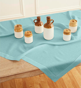 Hemstitched Table Linens (Aqua Blue Color)