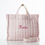 Load image into Gallery viewer, Block Print Tote – Powder Pink
