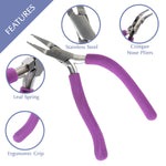 Load image into Gallery viewer, Stainless steel crimper bent nose pliers with purple ergonomic foam grip
