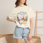 Load image into Gallery viewer, Pre-K Teacher Powered by Espresso T-Shirt — Cute Coffee &amp; Croissant Teacher Tee
