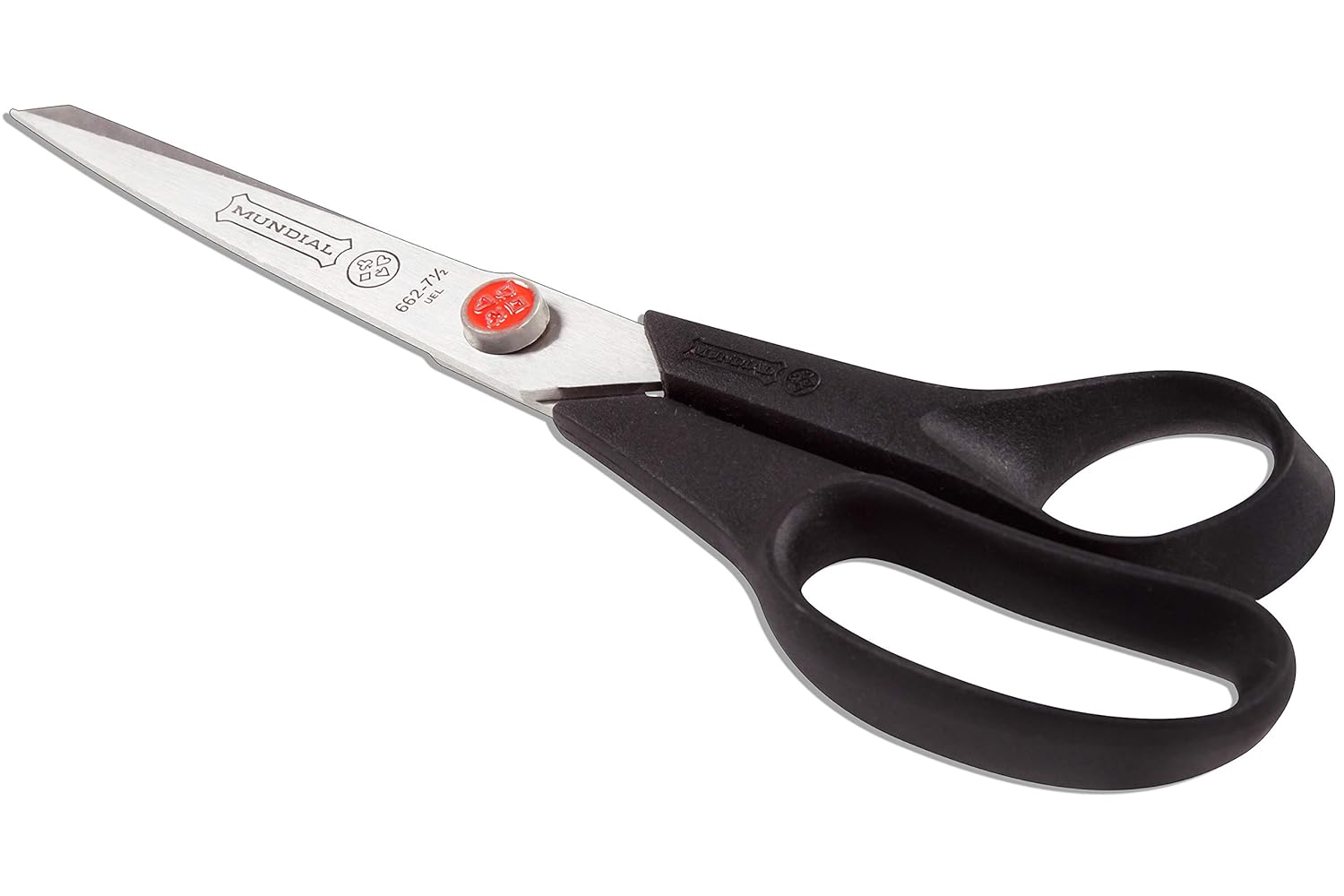 7 1/2" --- Straight Trimmers - Red Dot - Sewing Dressmaker Scissors, Black Color by Mundial®