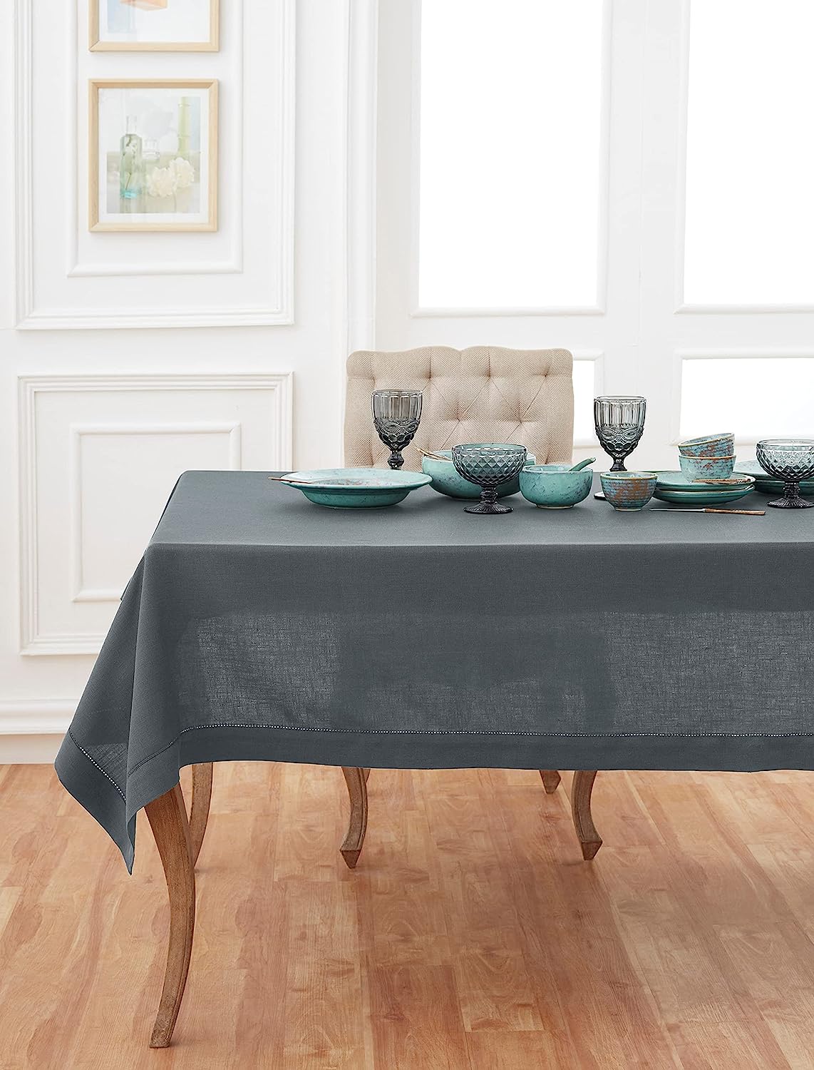 Hemstitched Table Linens (Dark Grey Color)