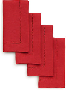 Hemstitched Table Linens (Red Color)