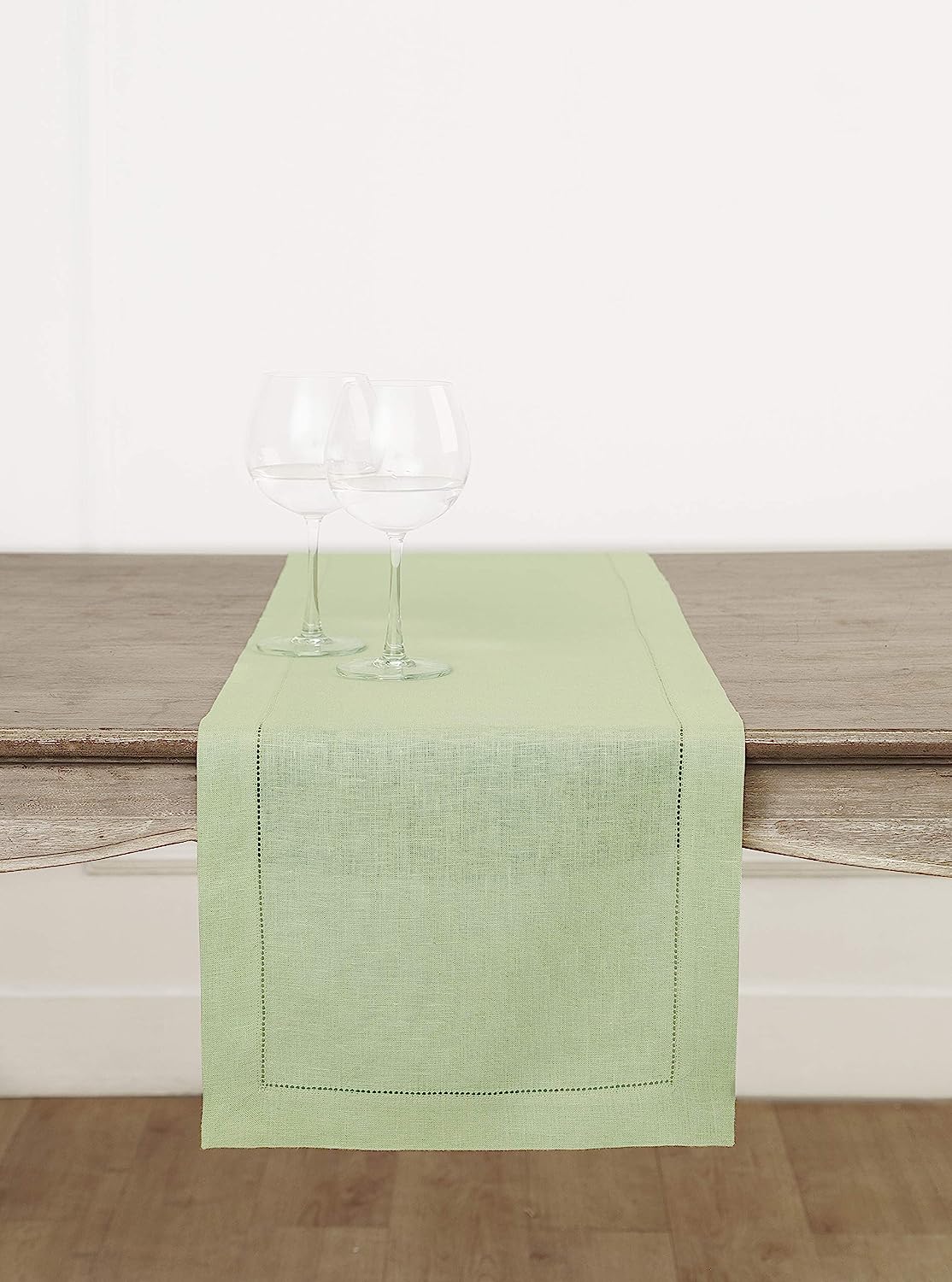 Hemstitched Table Linens (Sage Green Color)