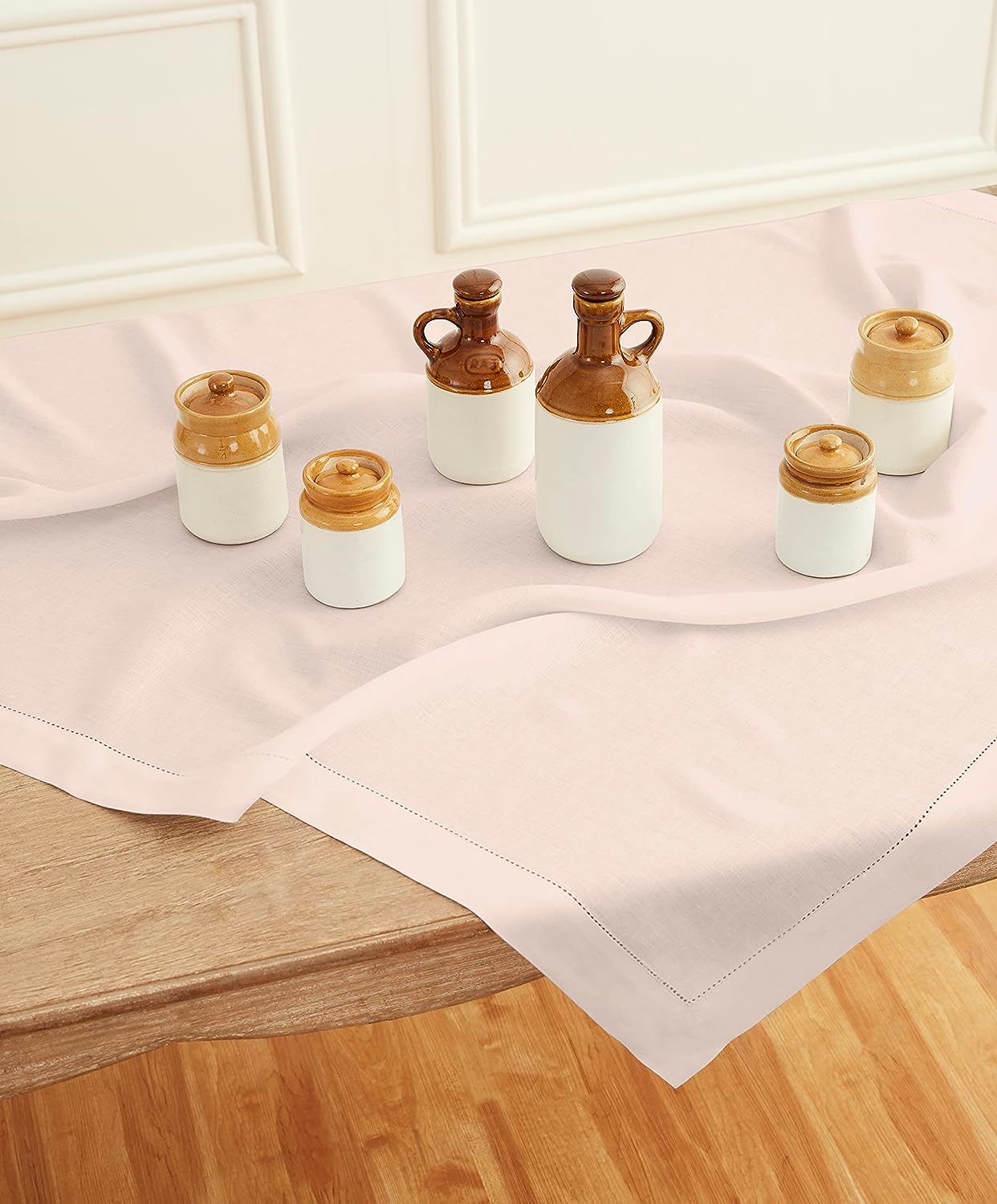 Hemstitched Table Linens (Light Pink Color)