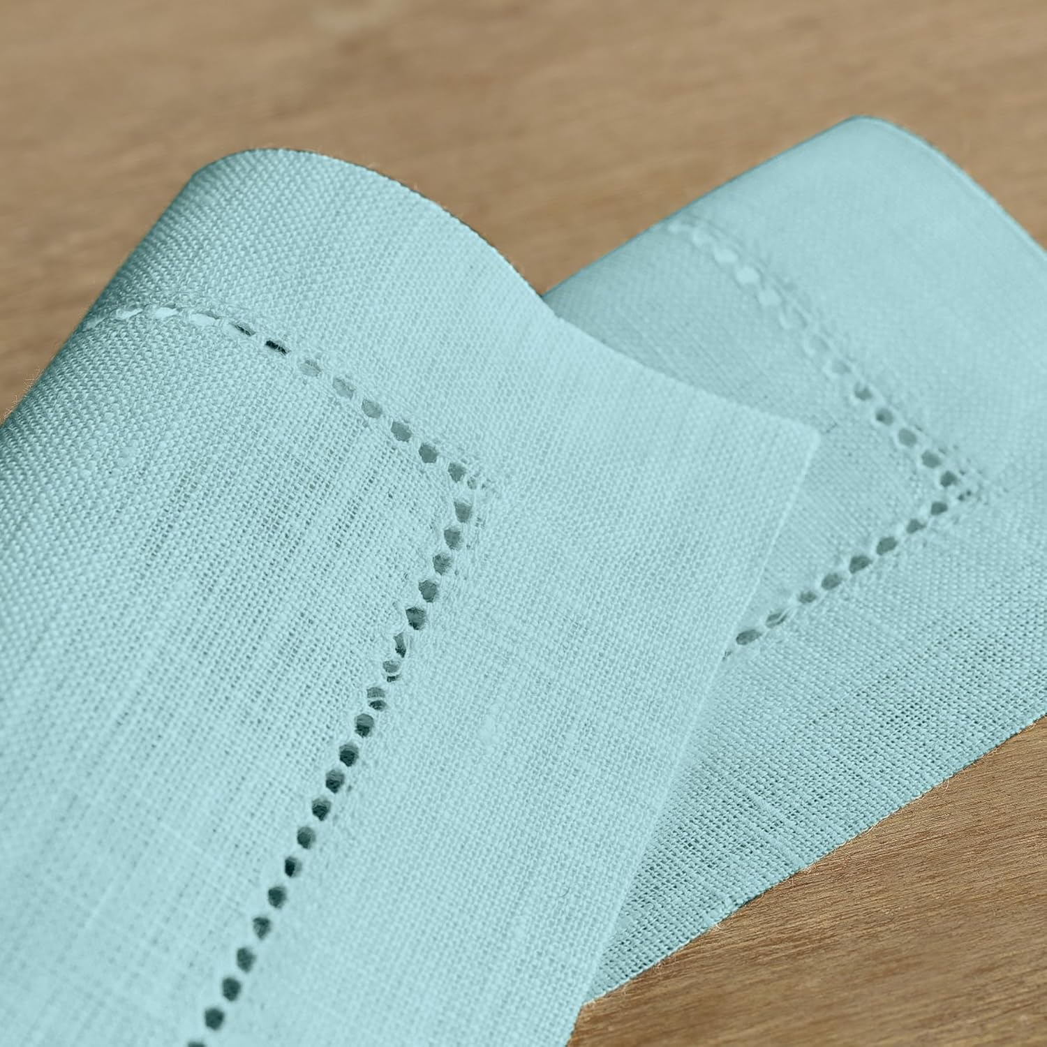 Hemstitched Table Linens (Aqua Blue Color)