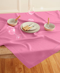 Hemstitched Table Linens (Pink Flamingo Color)