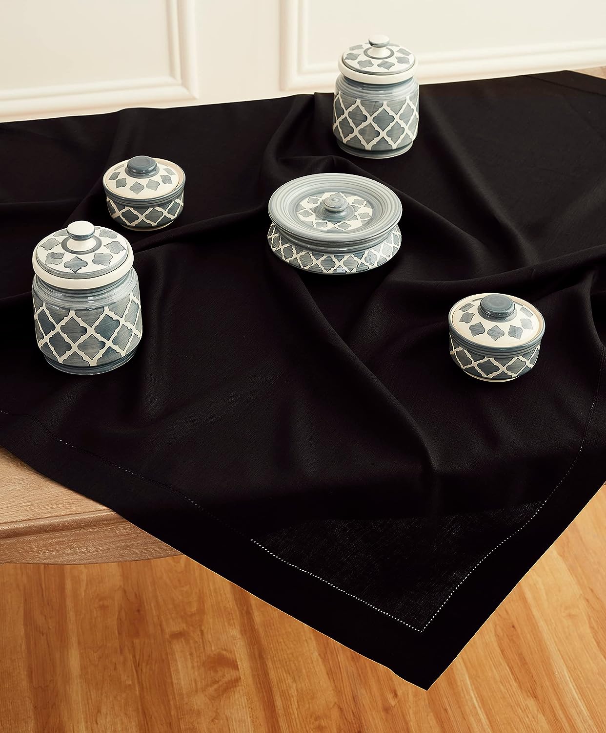 Hemstitched Table Linens (Black Color)