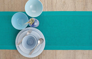 Hemstitched Table Linens (Teal Color)