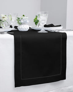 Hemstitched Table Linens (Black Color)