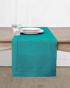 Hemstitched Table Linens (Teal Color)